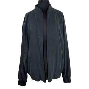 Riscatto Portofino 100% Silk Bomber Jacket XL Minimalist Zip Up Lightweight